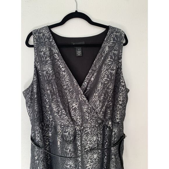 Lane Bryant Brocade Shimmer Fit Flare Dress W/Belt 22 Smoky- gray silver Party - Picture 2 of 11